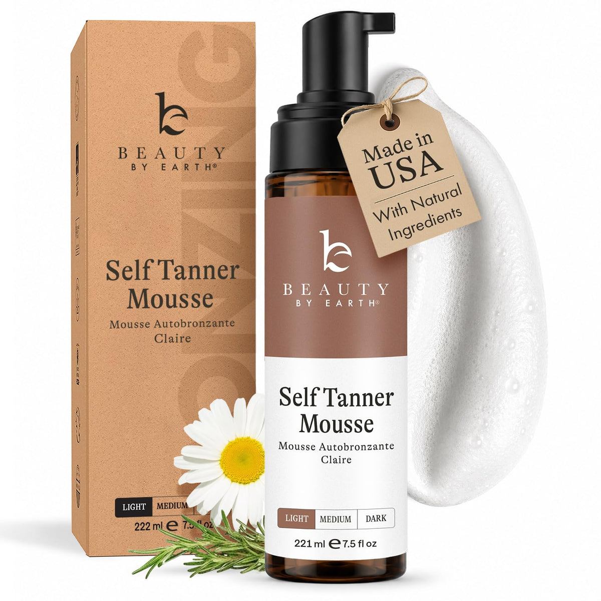 Beauty by Earth front pump bottle showing clean packaging and easy dispensing benefit