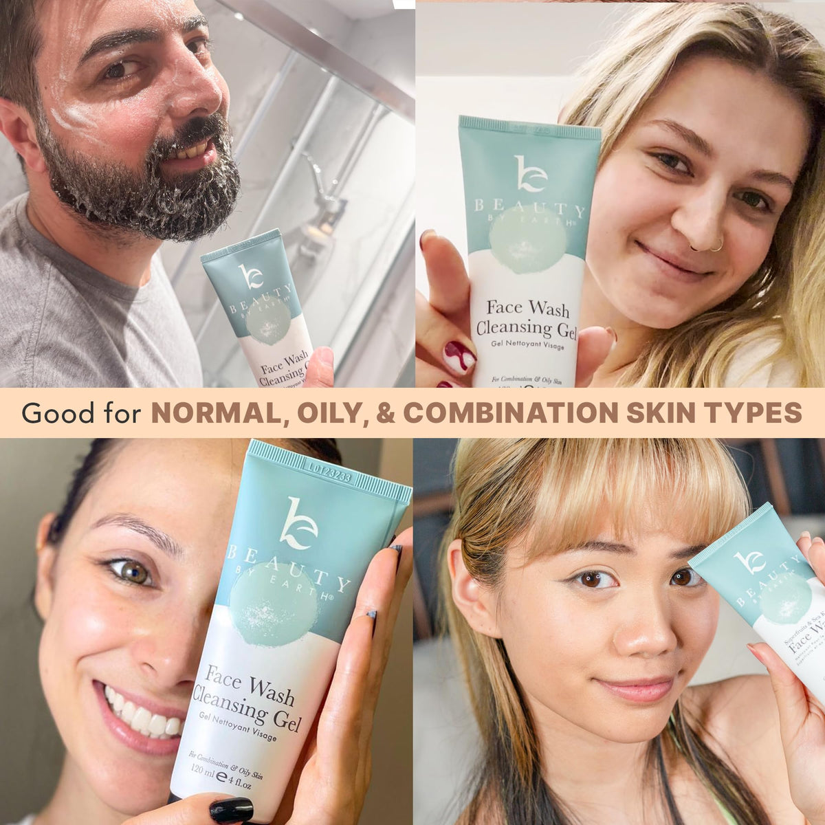 Beauty by Earth on bathroom counter lifestyle shot conveying daily routine ease