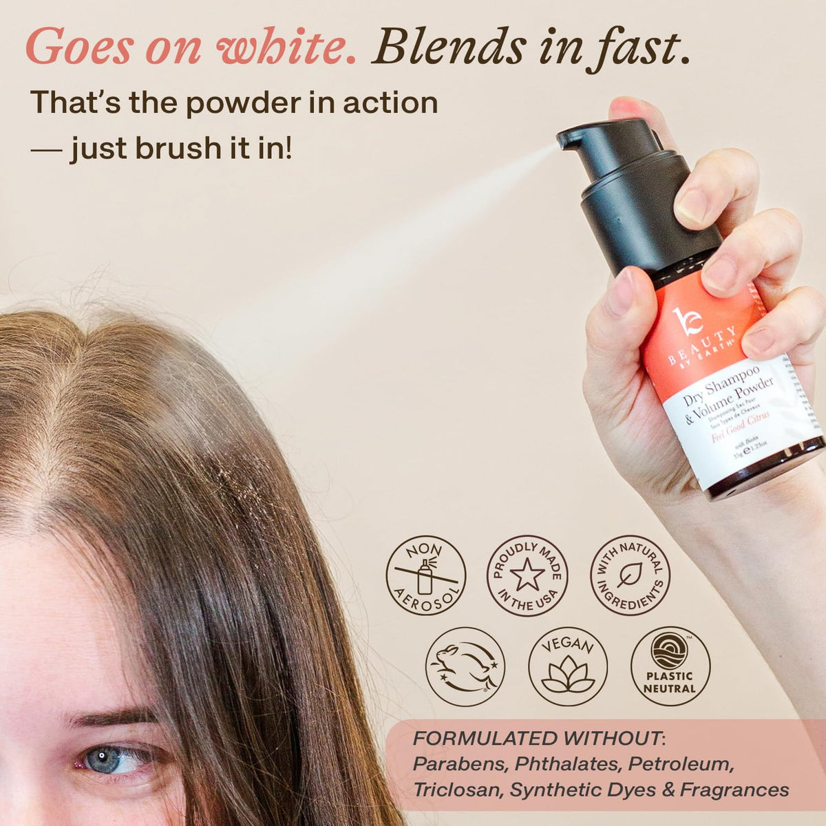 Beauty by Earth jar in hand showing compact travel-friendly size and convenience
