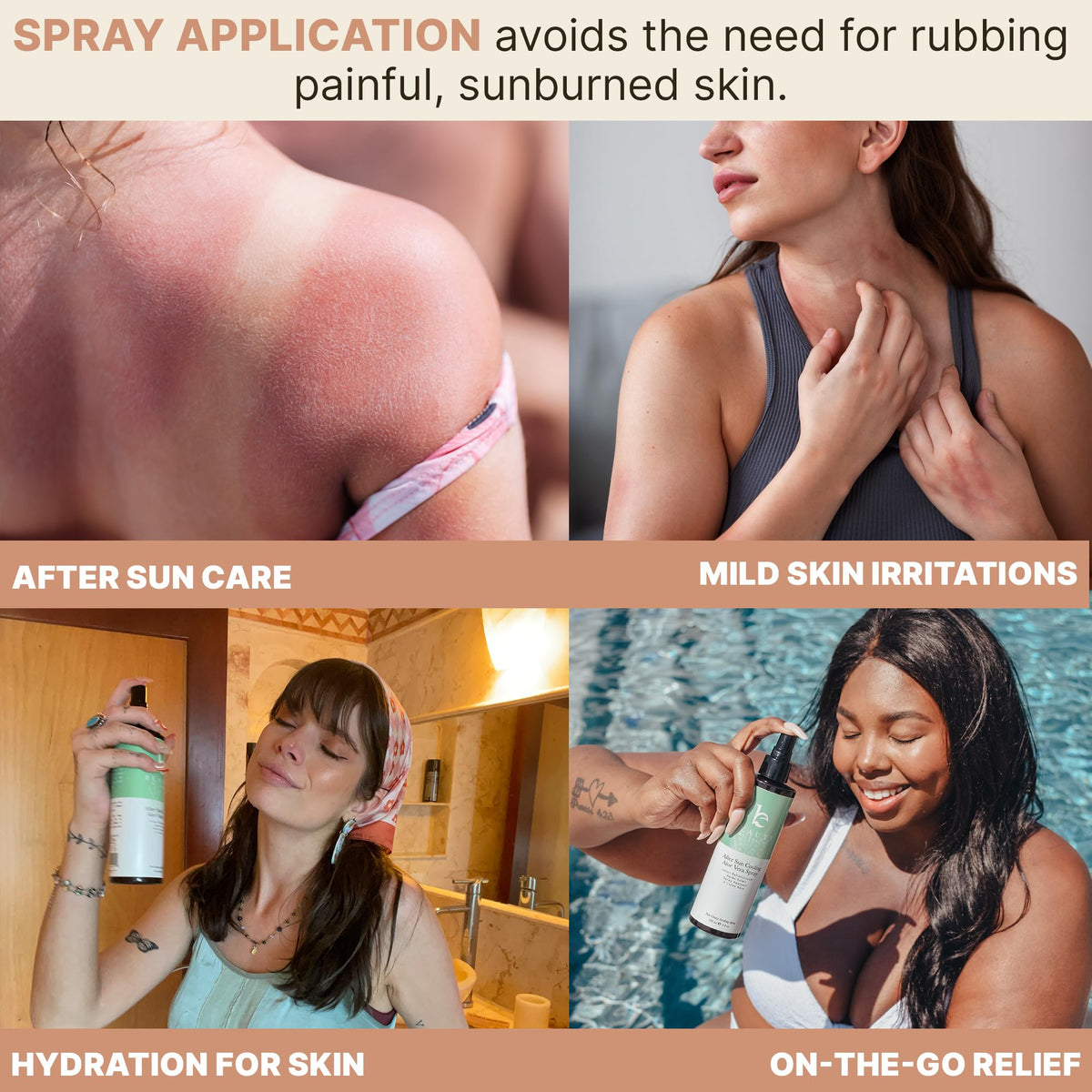 Beauty by Earth applied on shoulders at beach for cooling comfort