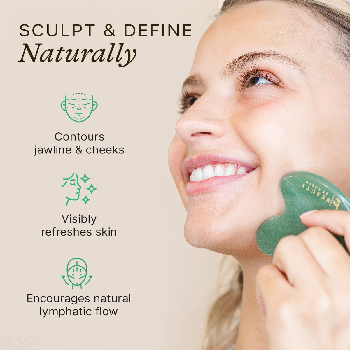 Beauty by Earth close-up of jade surface polish highlighting durable, cooling texture