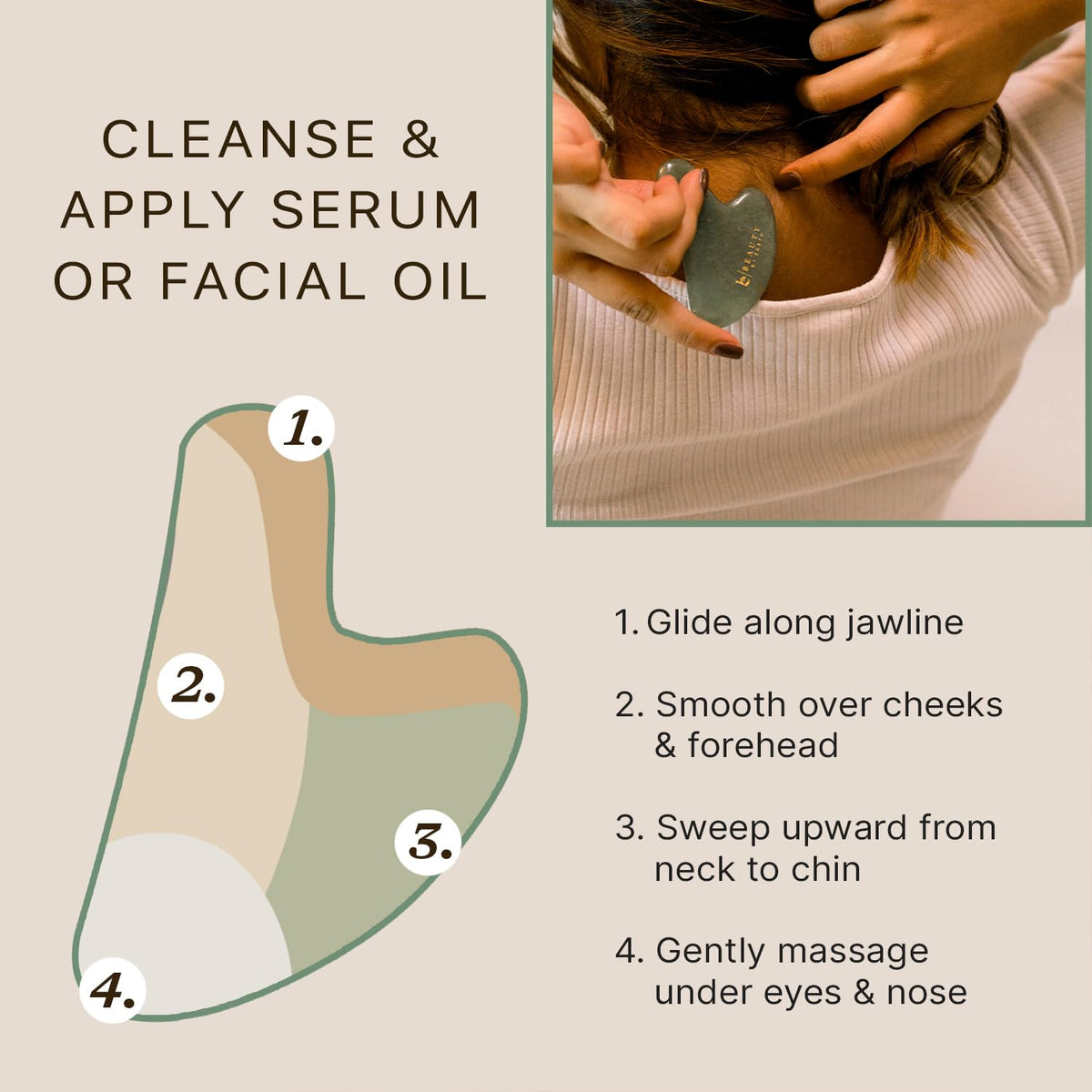 Beauty by Earth gua sha on neck and shoulder demonstrating muscle tension relief benefits