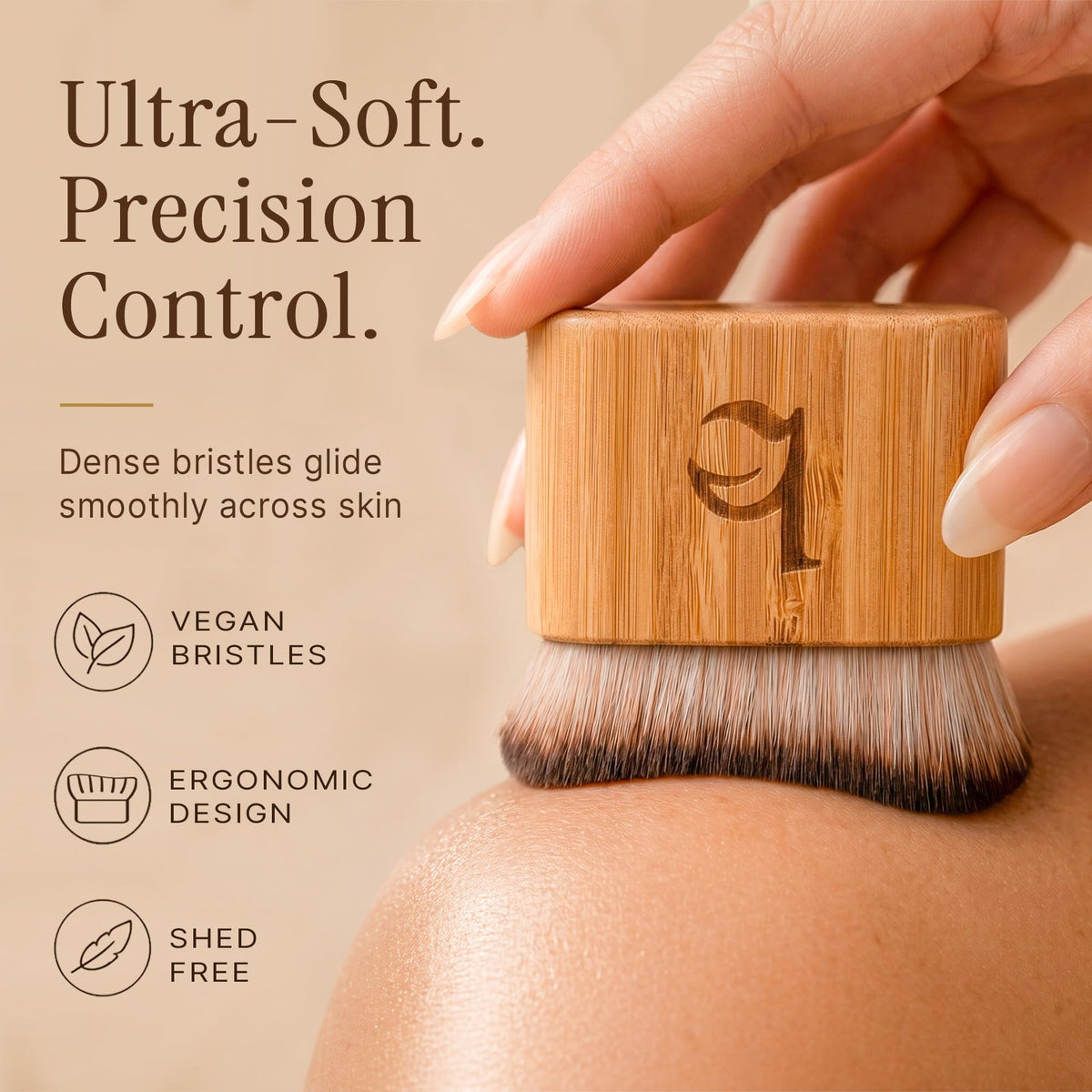 Beauty by Earth brush applying self tanner to arm for smooth streak-free coverage