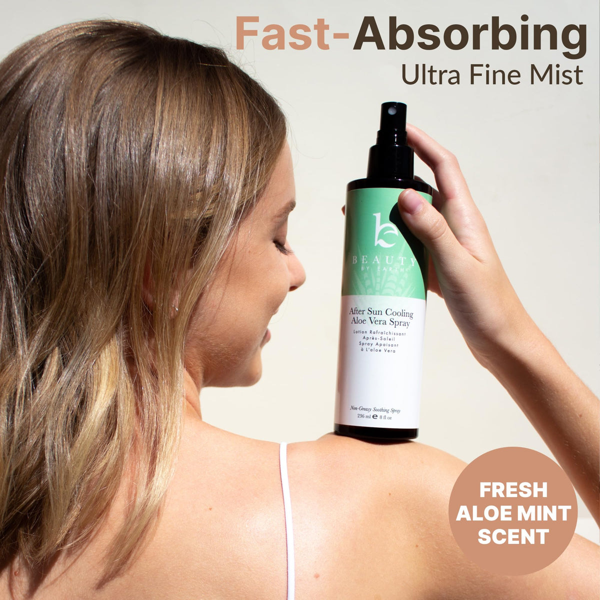 Beauty by Earth label highlighting organic aloe and clean formula
