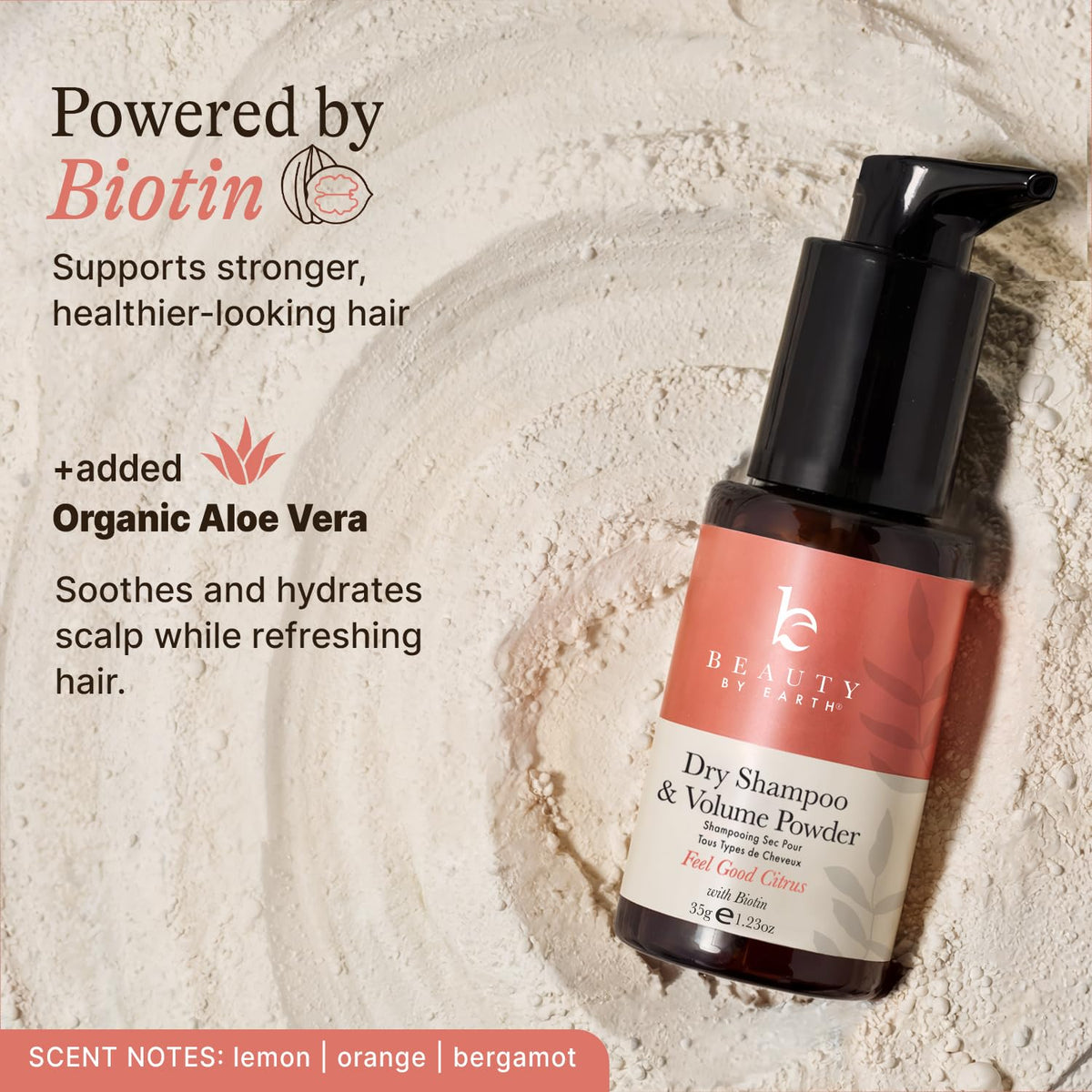 Beauty by Earth label detail focused on non-aerosol claim and ingredient transparency