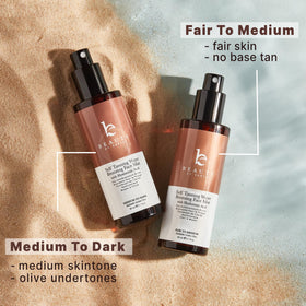 Beauty by Earth on bathroom vanity suggesting daily skincare routine