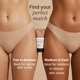 Beauty by Earth man using self tanner on legs for natural-looking bronze
