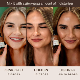 Beauty by Earth mixing drops into moisturizer to create custom tan