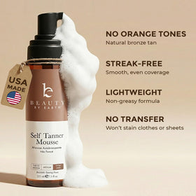 Beauty by Earth application mitt in use delivering streak-free, even coverage