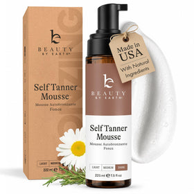 Beauty by Earth front packaging showing bottle and clear benefit: deep bronze