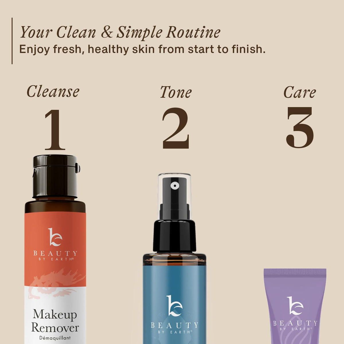 Beauty by Earth packaging label detail showing USA made and vegan benefits