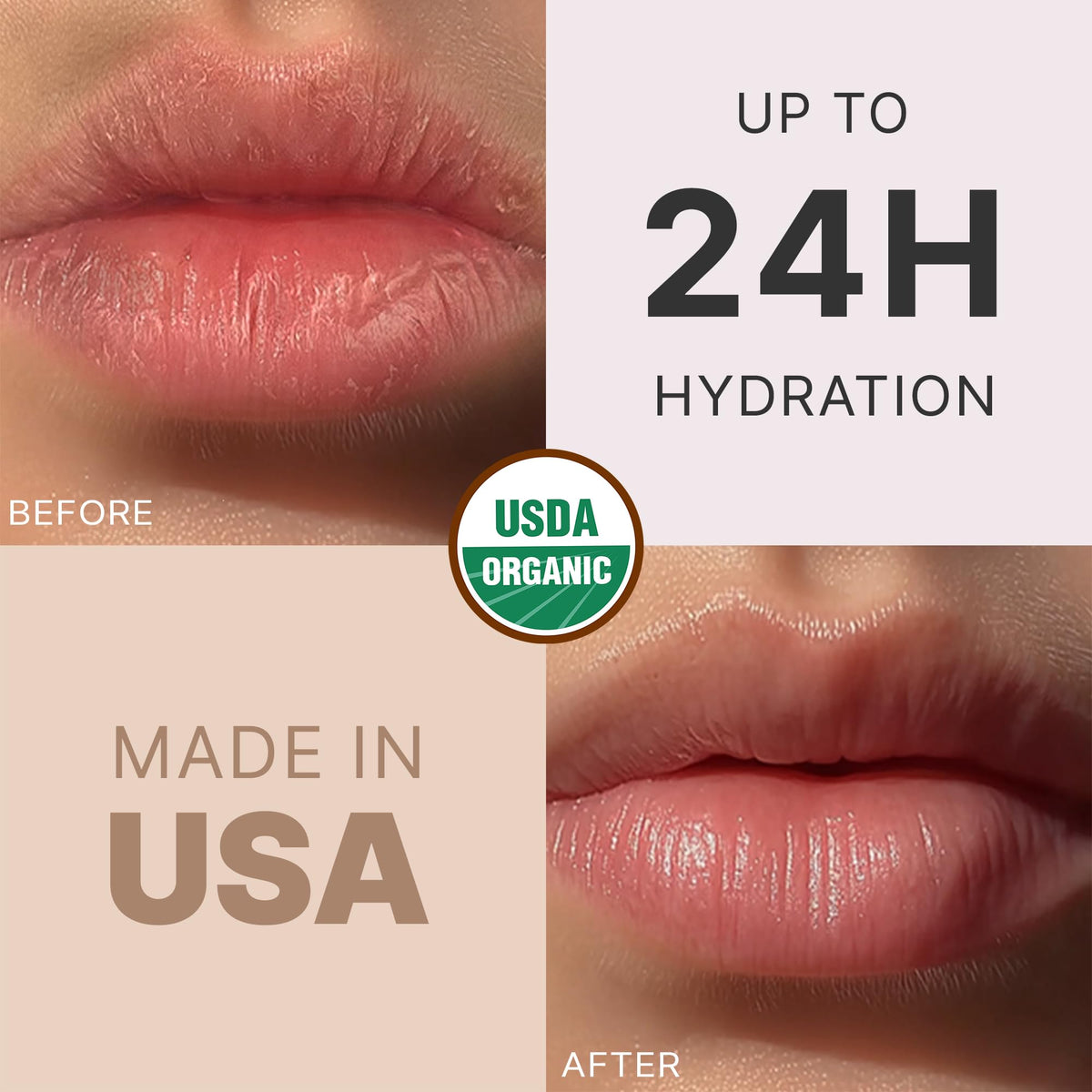 Beauty by Earth open twist-up lip balm revealing smooth peppermint stick