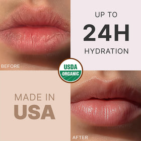 Beauty by Earth open twist-up lip balm revealing smooth peppermint stick