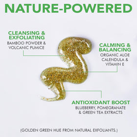 Beauty by Earth scrub on bathroom counter suggesting daily routine use