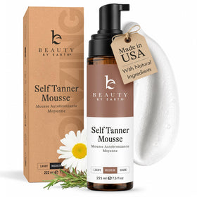 Beauty by Earth front packaging showing clean branded tanning mousse
