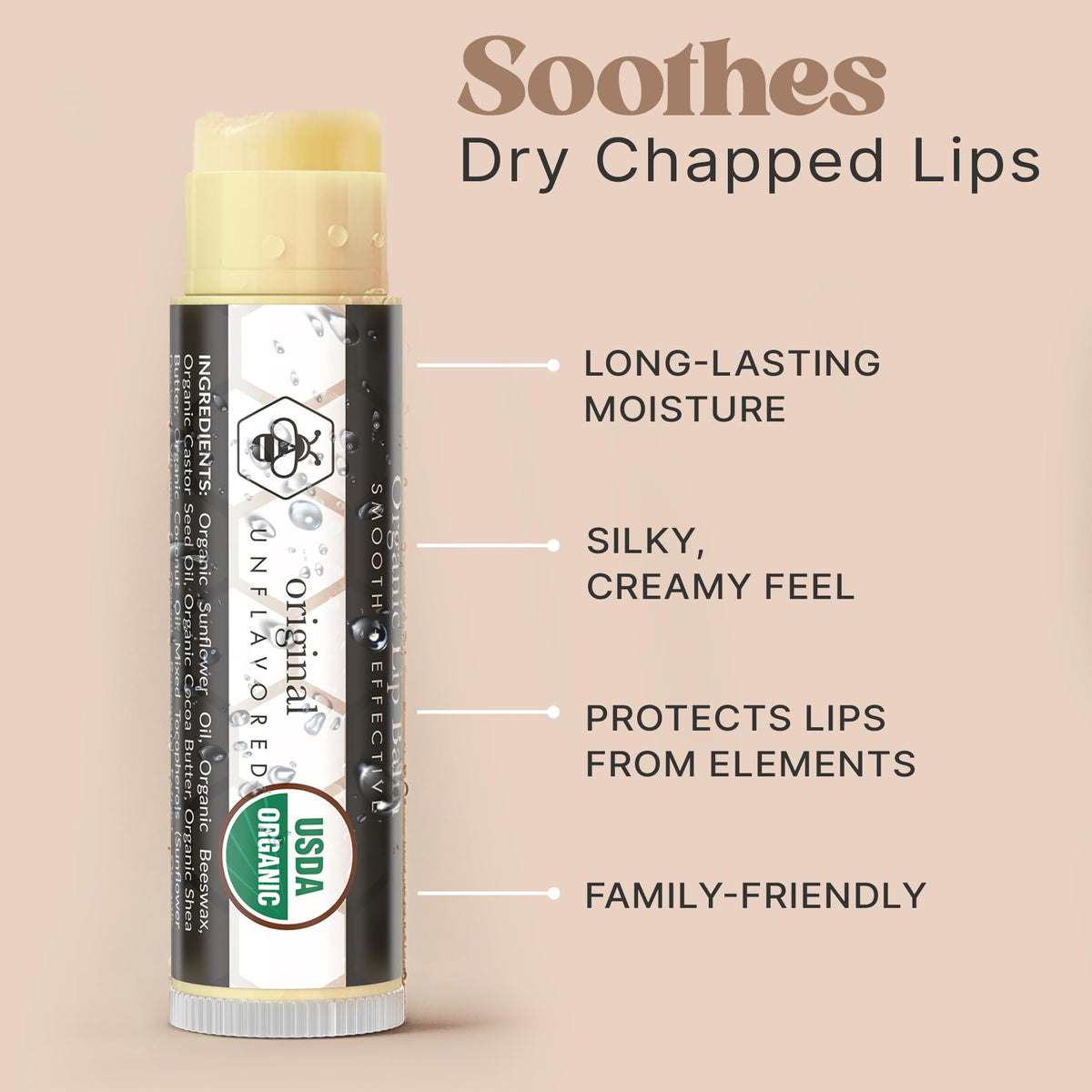 Beauty by Earth side label showing ingredient list and organic certification