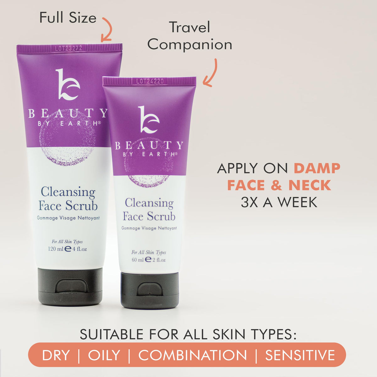 Beauty by Earth size comparison next to daily items showing compact travel-friendly design