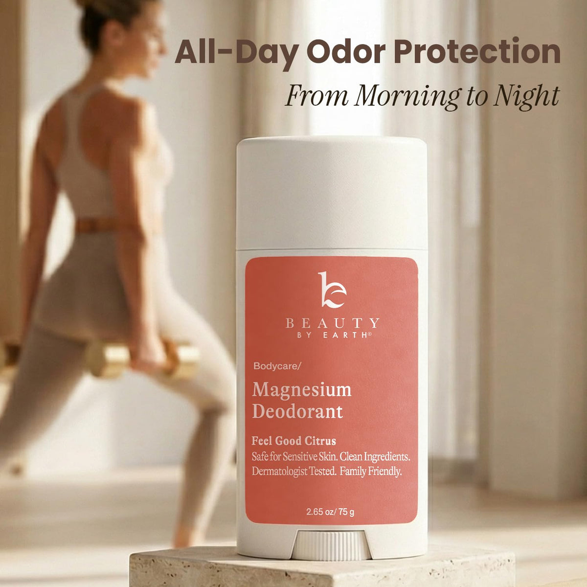 Beauty by Earth close-up of deodorant texture, smooth glide benefit