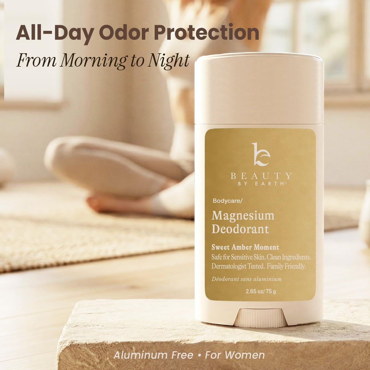 Beauty by Earth close-up texture of deodorant showing smooth glide and non-sticky finish