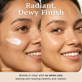Beauty by Earth cream on hand being spread for immediate mineral protection