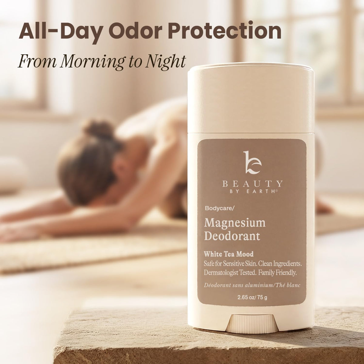 Beauty by Earth close-up of smooth deodorant texture for easy glide benefit