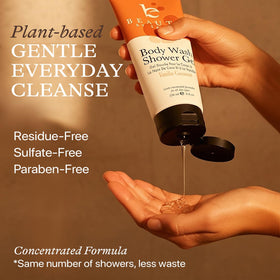 Beauty by Earth creamy lather on palm, highlights moisturizing texture