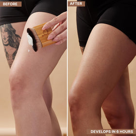 Beauty by Earth lotion texture swipe showing smooth, blendable consistency