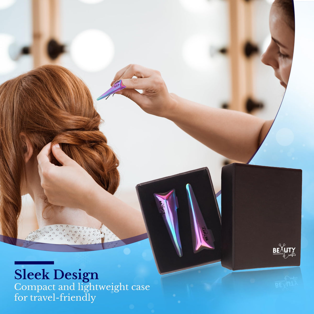 Beauty & Crafts rings lifting hair strands to isolate sections quickly and cleanly