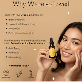 Beauty Glow dropper dispensing a drop of serum, demonstrating easy controlled application