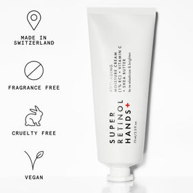 Beauty Pie ingredient label close-up showing retinol and antioxidant composition