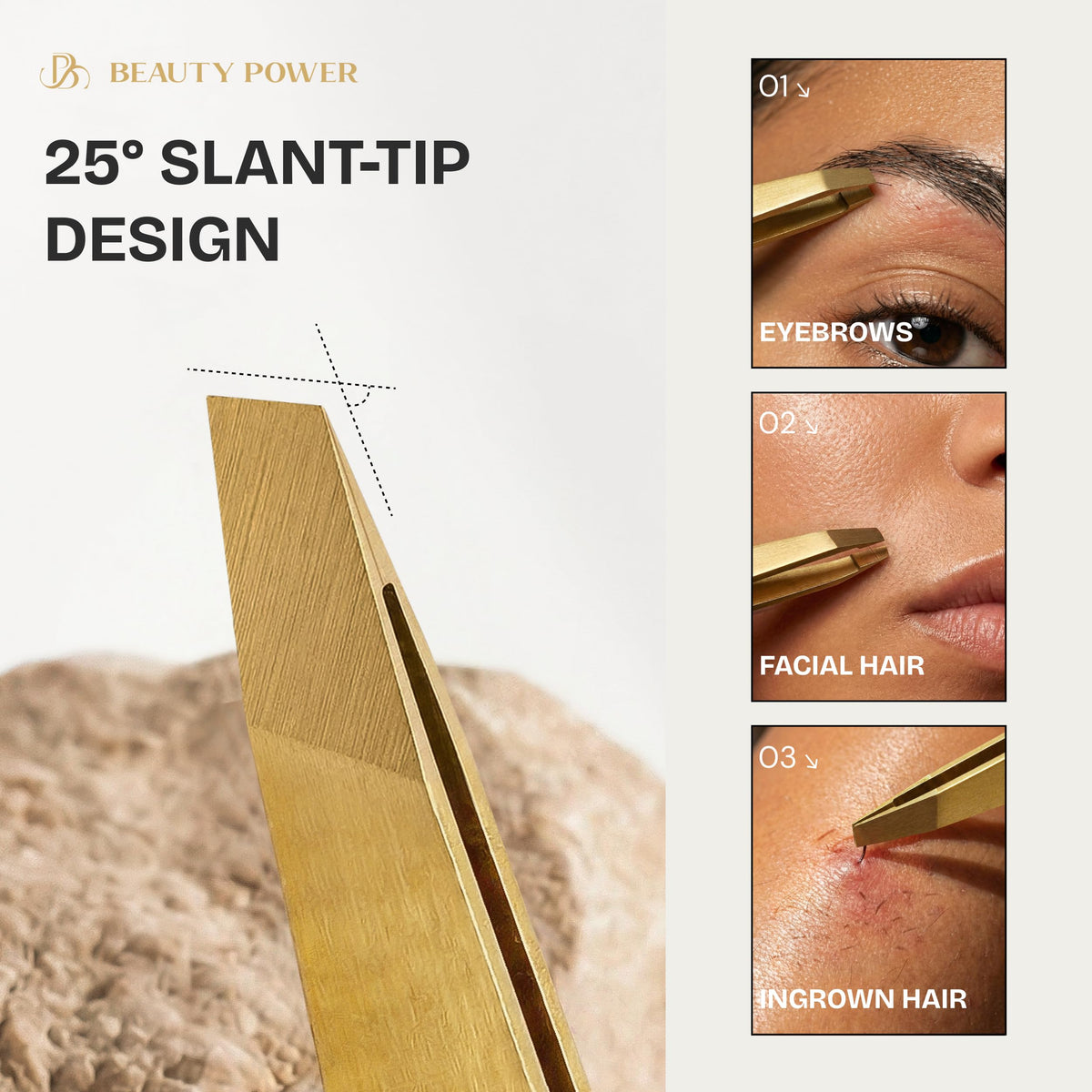 Beauty Power close-up of the hand-filed slant tip highlighting precision control