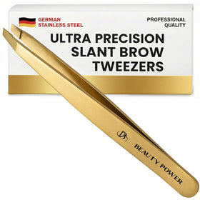 Beauty Power front packaging showing the tweezer set and box for easy storage benefit