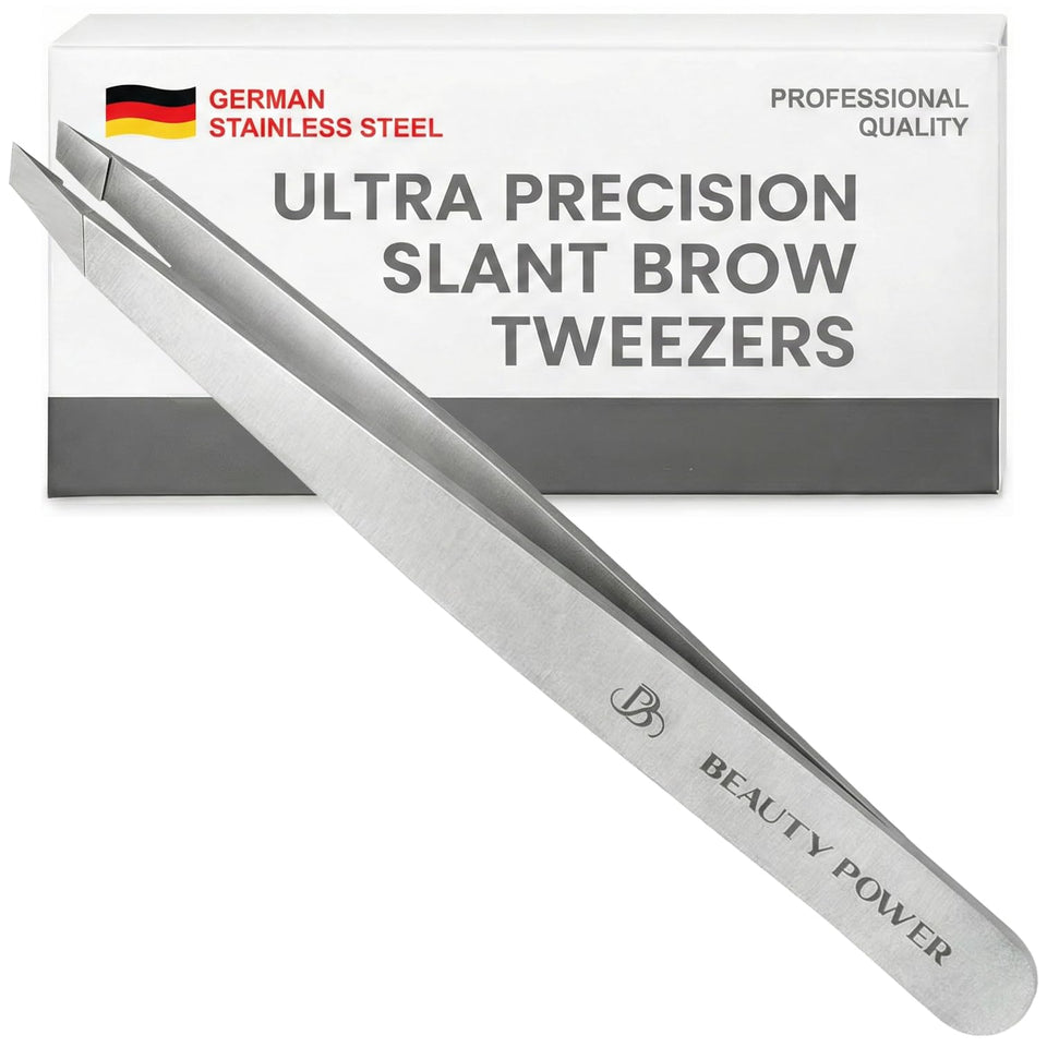 Beauty Power front view of tweezers showing slim ergonomic shape, precise control