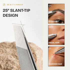 Beauty Power pointed tweezer detail for ingrown hair and splinter removal precision