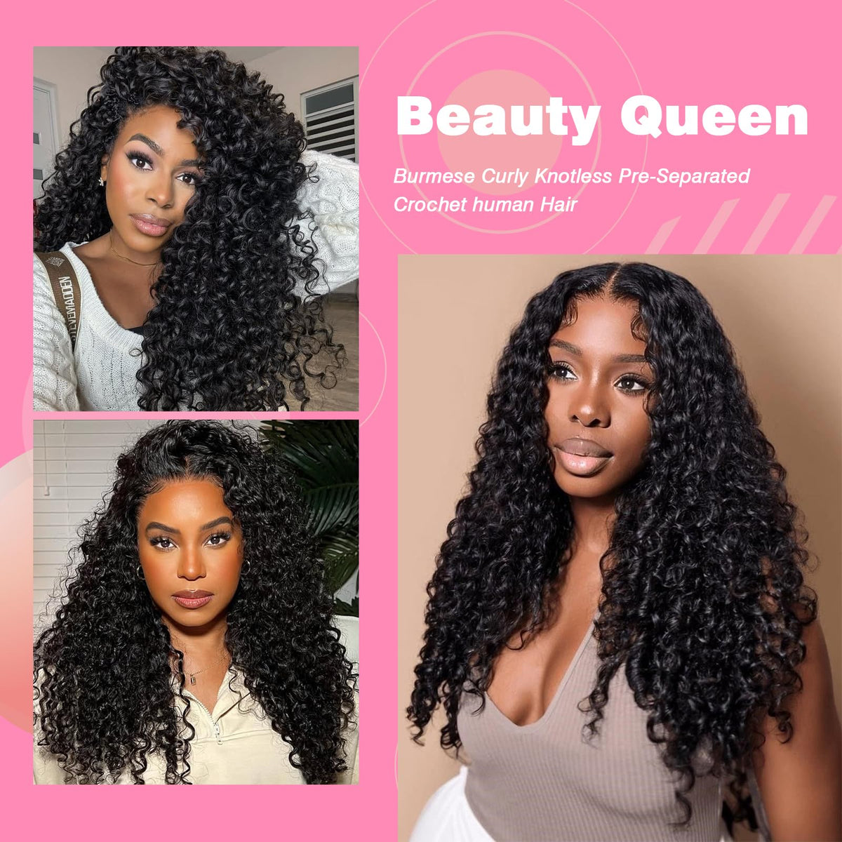 Beauty Queen packaging with crochet hook and gift box, ready-to-wear convenience
