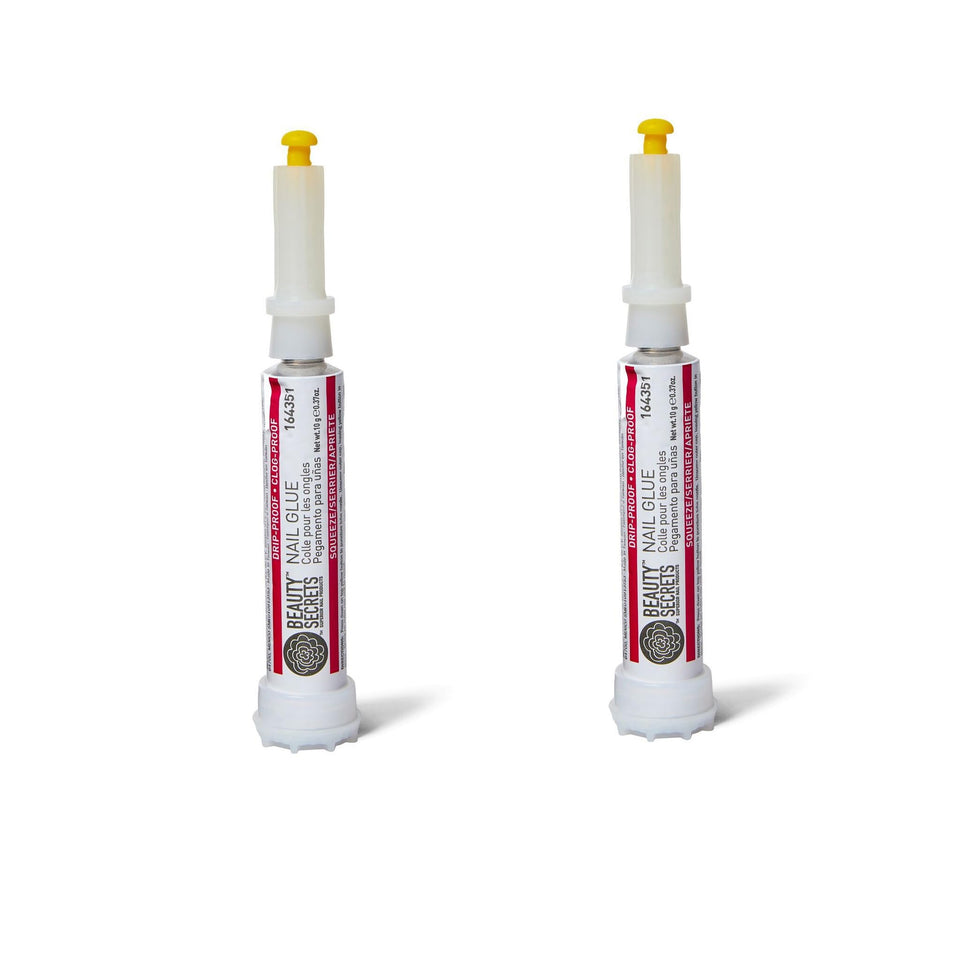 Beauty Secrets front packaging showing two nail glue tubes for reliable long hold