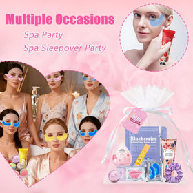 Beauty Bar organza gift bags filled with mini spa items ready to give as attractive favors