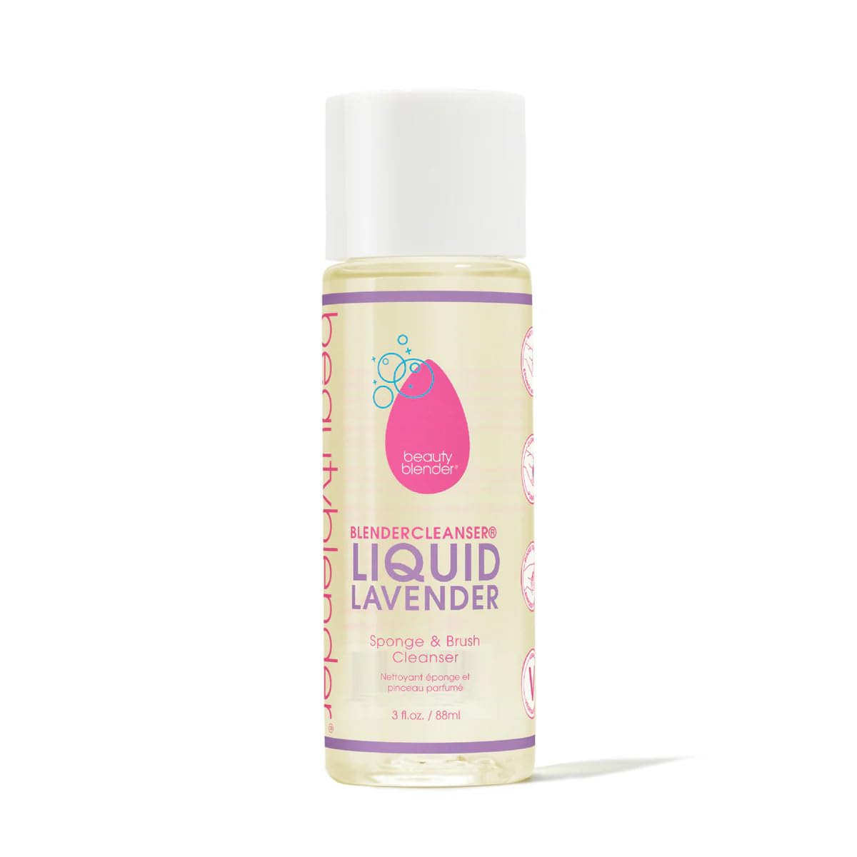 beautyblender front packaging showing cleanser and travel-ready design benefit