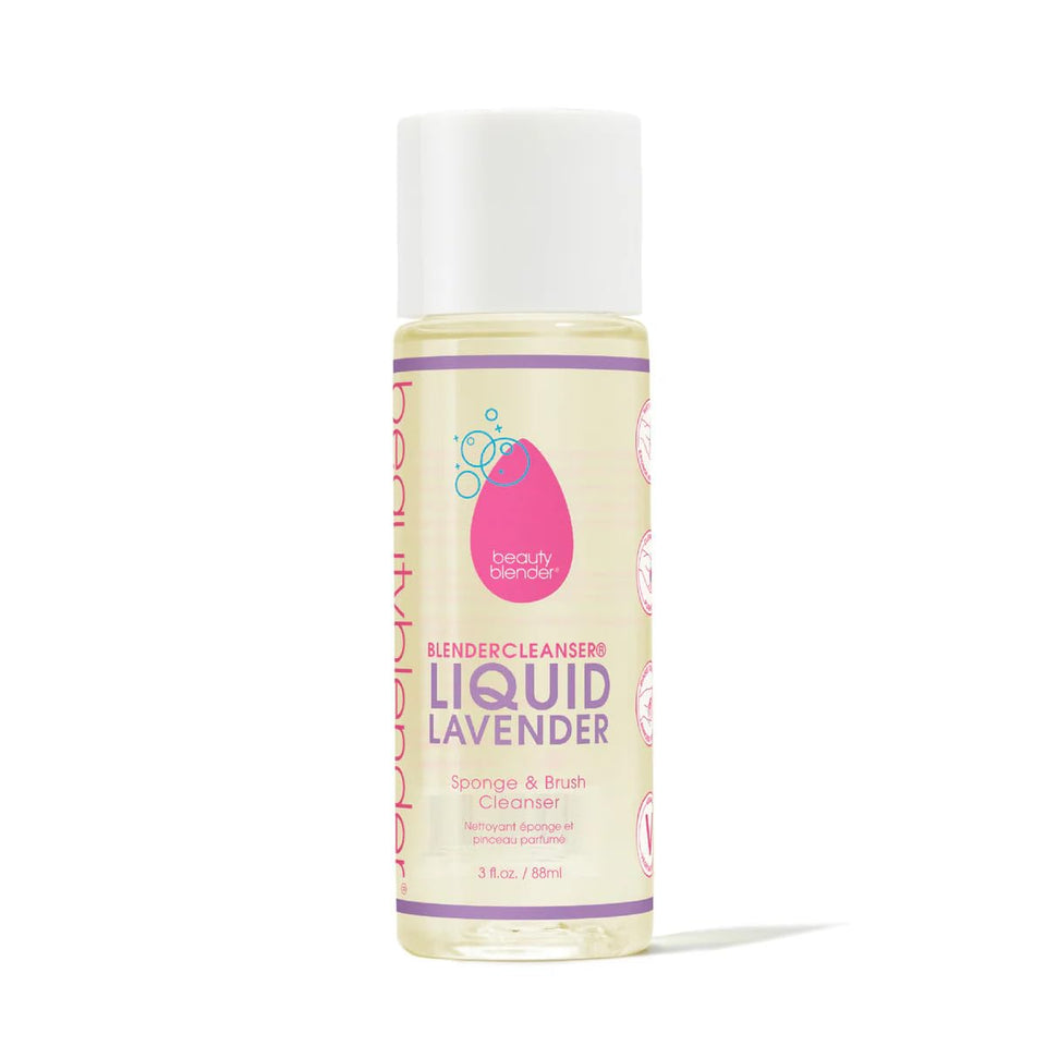 beautyblender front packaging showing cleanser and travel-ready design benefit