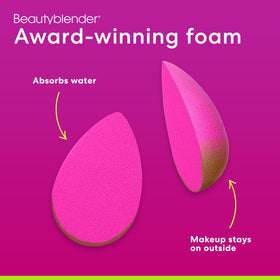 beautyblender pocket puff detail, compact shape for quick on-the-go baking and touch-ups