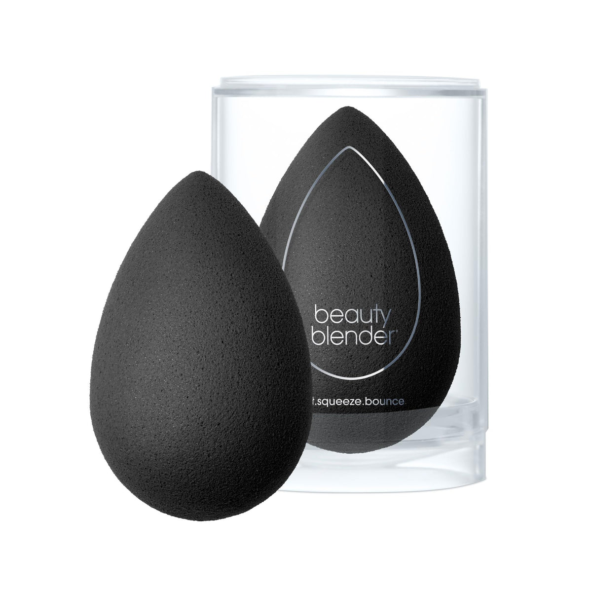 beautyblender Pro front view showing black sponge and compact shape for flawless finish