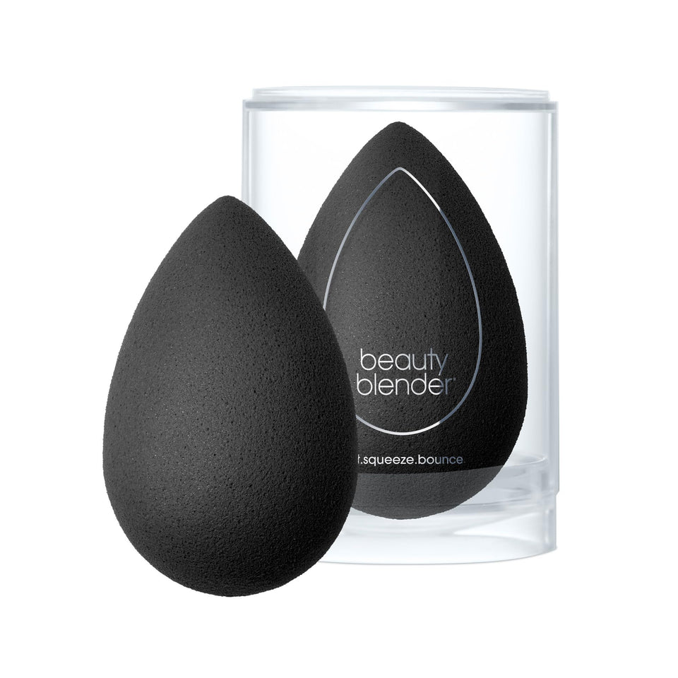 beautyblender Pro front view showing black sponge and compact shape for flawless finish
