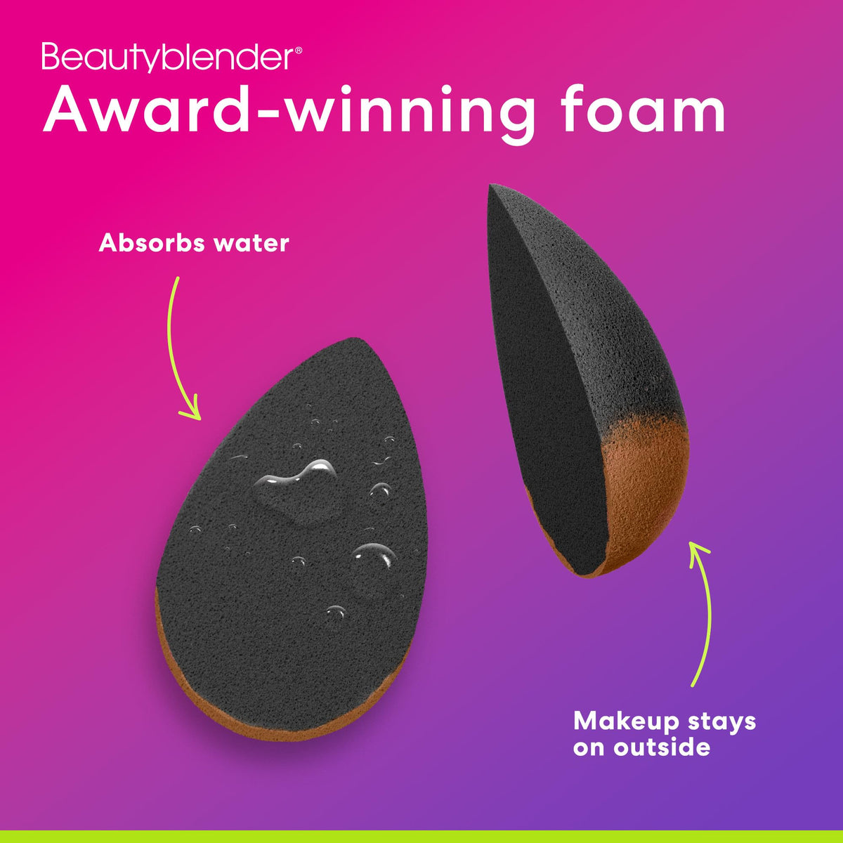 beautyblender Pro held in hand to show scale and quick full-face application benefit