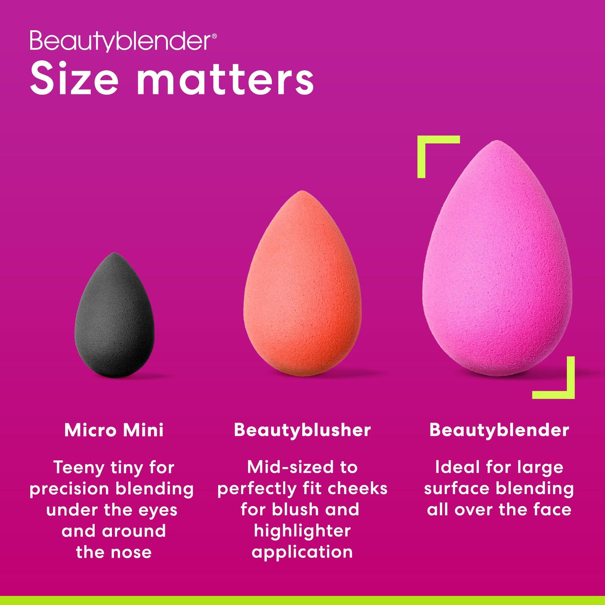 beautyblender size comparison in hand, shows compact travel-friendly dimensions and control