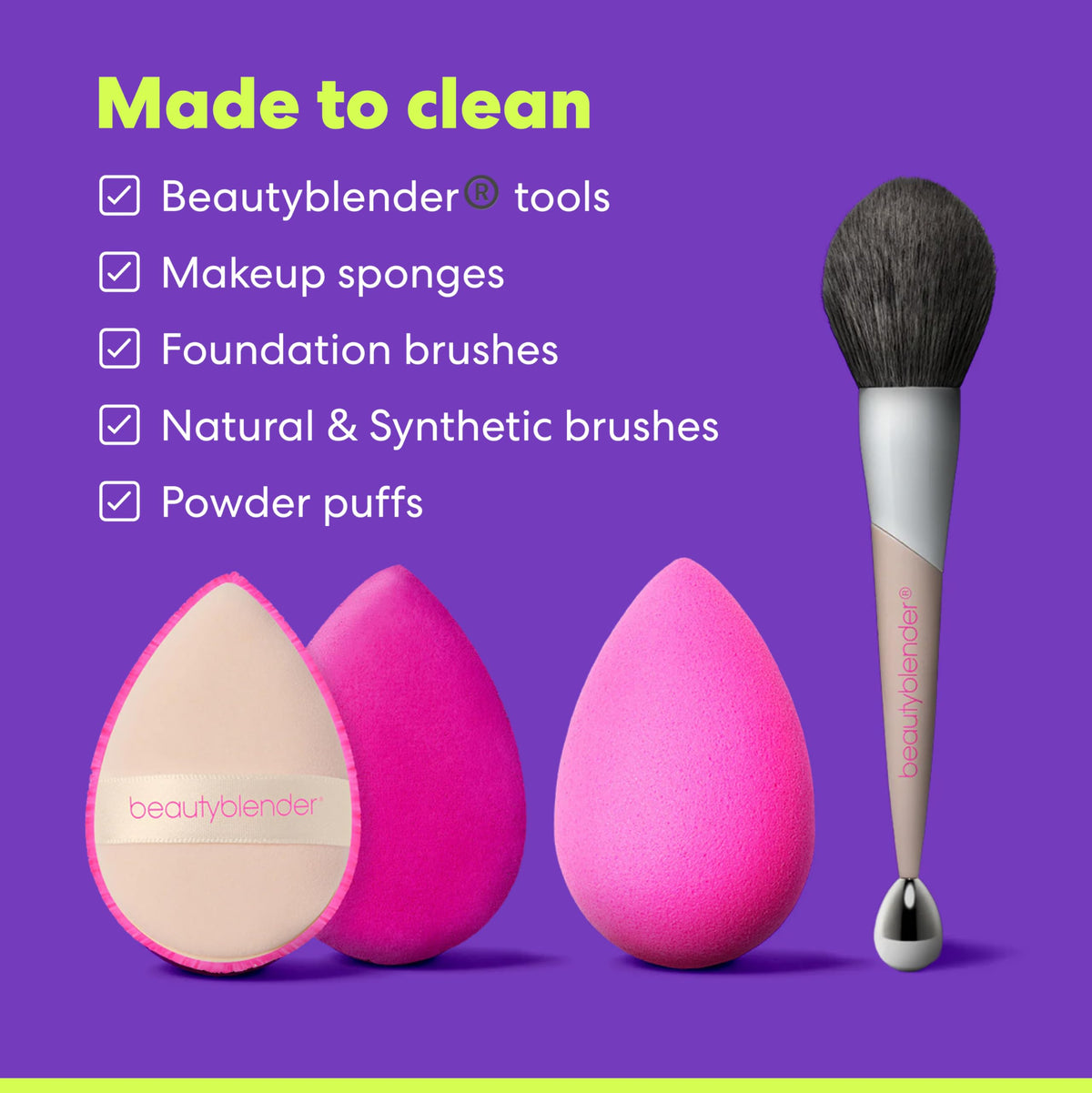 beautyblender sponge being swirled on bar showing deep stain removal in action