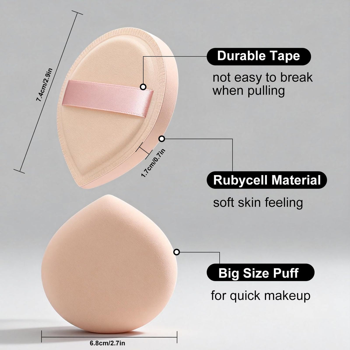 BEAUTYFACTOR brush and sponges held in hand showing compact size for travel convenience