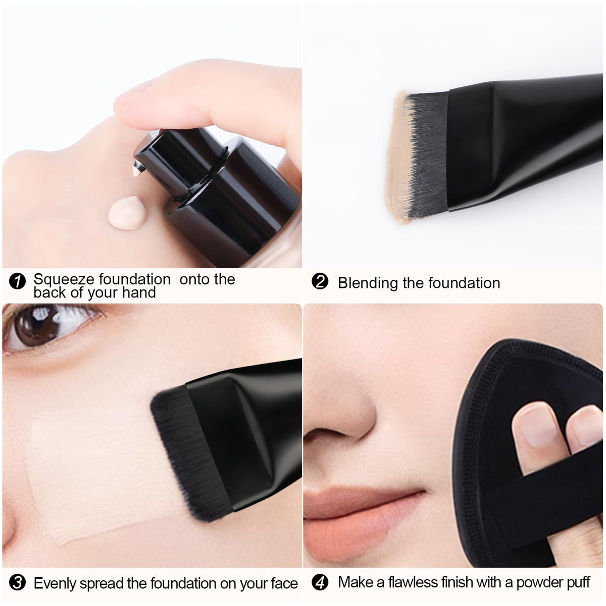 BEAUTYFACTOR brush applying liquid foundation smoothly for even coverage