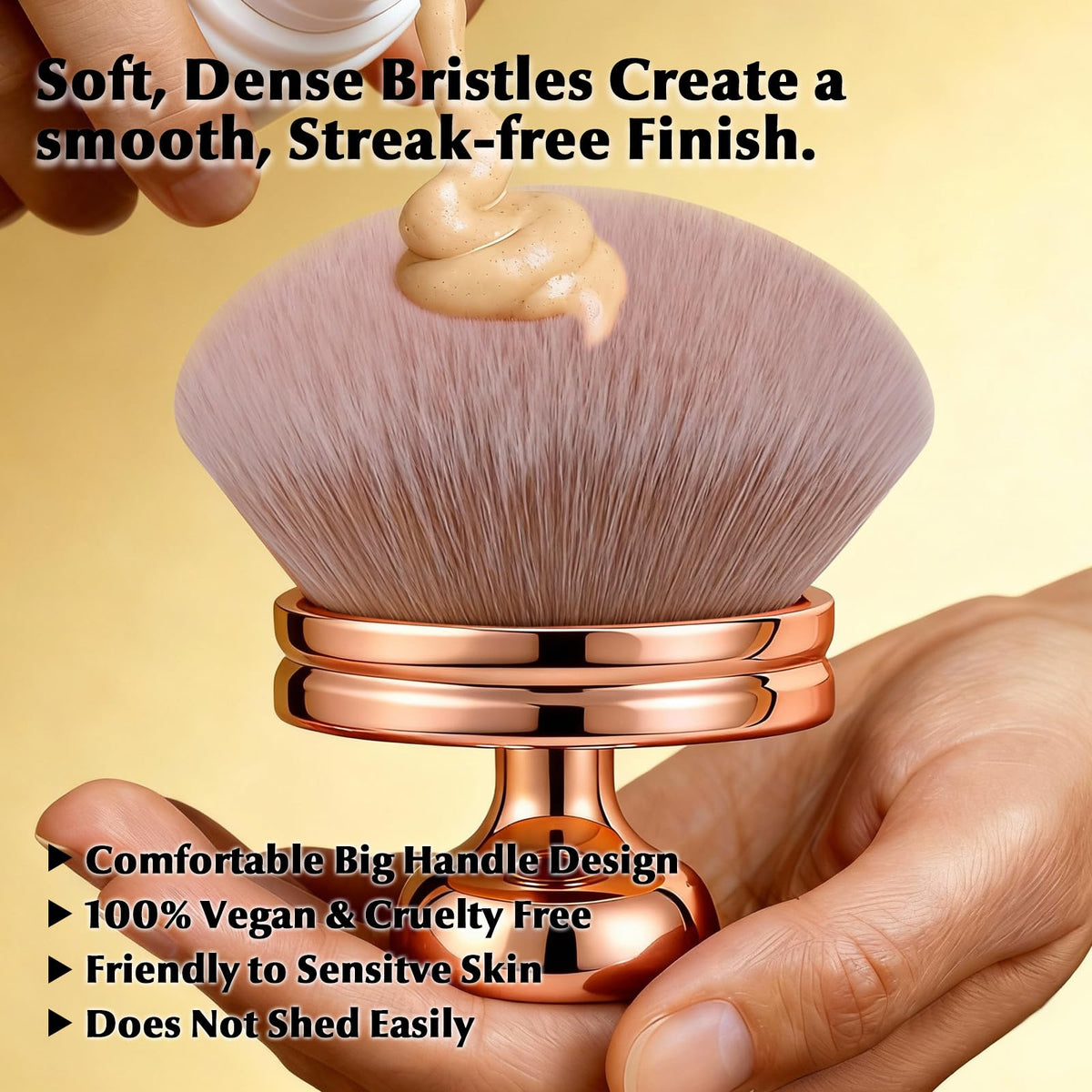 Close-up of BEAUTYFACTOR extra-large brush head demonstrating dense bristles for even blend