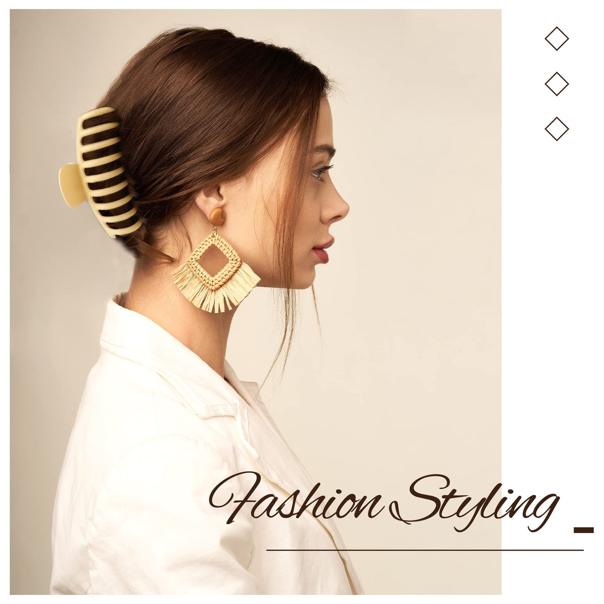 Beauty.H.C styled with outfit showcasing colorful clips as fashion accents