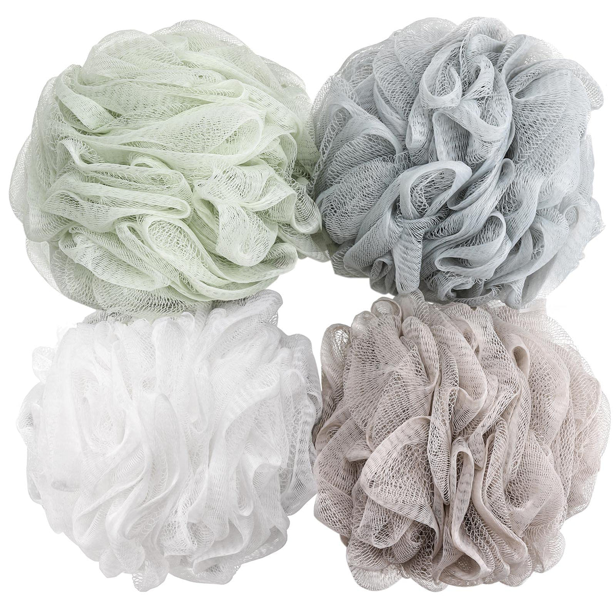 Beautyinside front pack showing four colored loofahs and packaging benefit